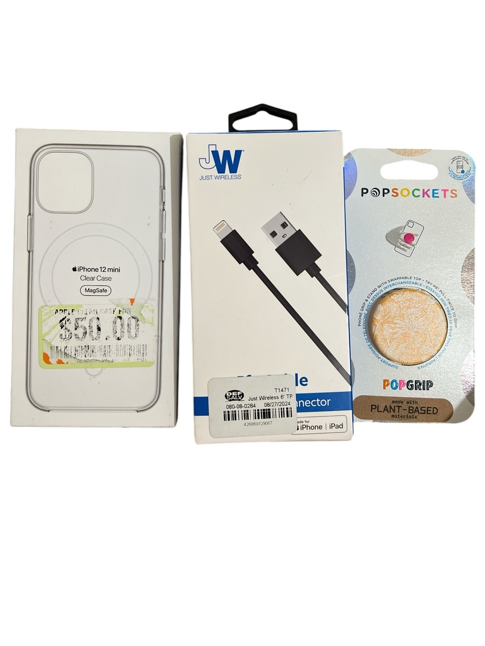 iPhone 12 mini Bundle of‎ 3, Apple MagSafe Clear Case + Cable + PopGrip